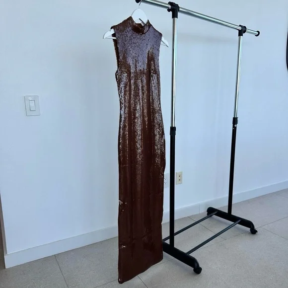 Meshki Brown Sequin Midi Dress - Picture 6 of 8